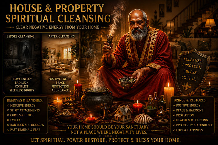 Smoke cleansing ritual with herbs and candles in a living room